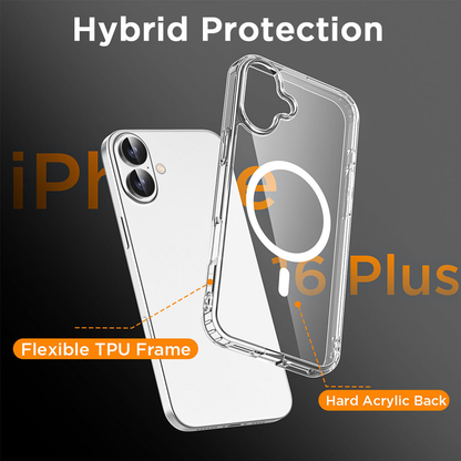 For iPhone 16 Plus Magnet Clear Protective Cover