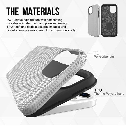 For iPhone 14 Pro Shockproof Case Rugged Silver Case