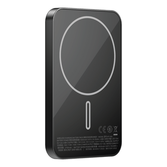Ultra Slim Universal 5000mAh Magnetic Portable Metal Power Bank-Black Colour