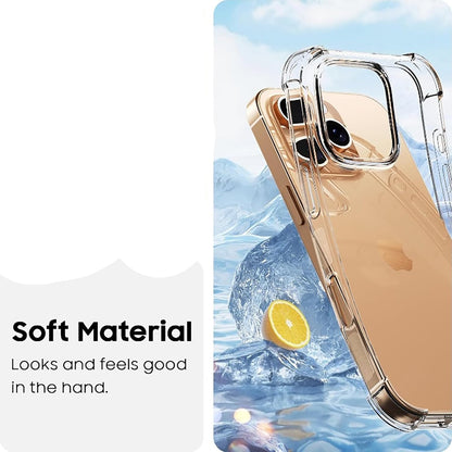 For iPhone 16 Pro Max Case Clear Reinforced Corners Slim Fit Soft Flexible TPU Bumper Phone Case