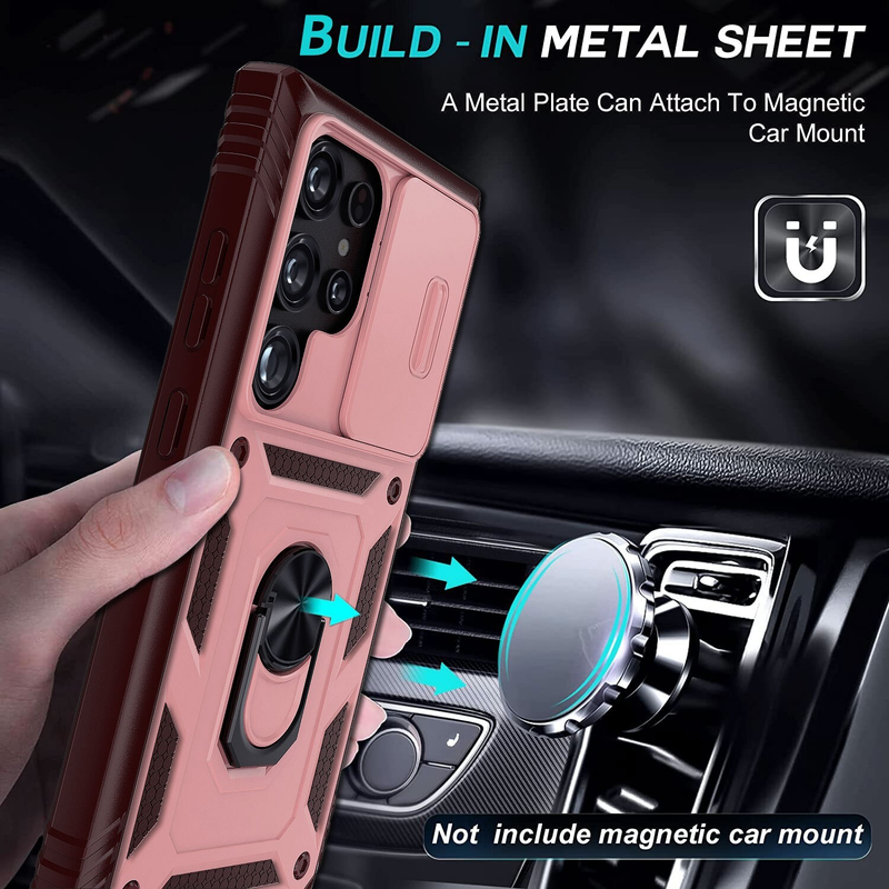 For Samsung Galaxy S22 Ultra Heavy Duty Case-Pink/Red