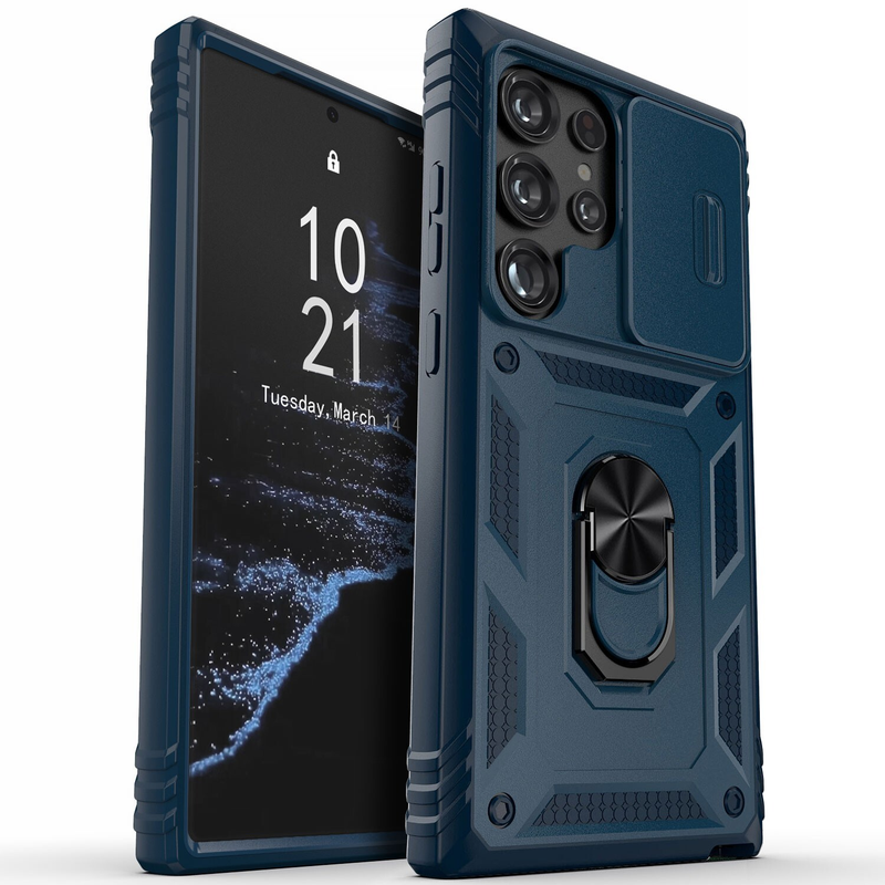 For Samsung Galaxy S22 Ultra  Shockproof Case with kickstand-Blue