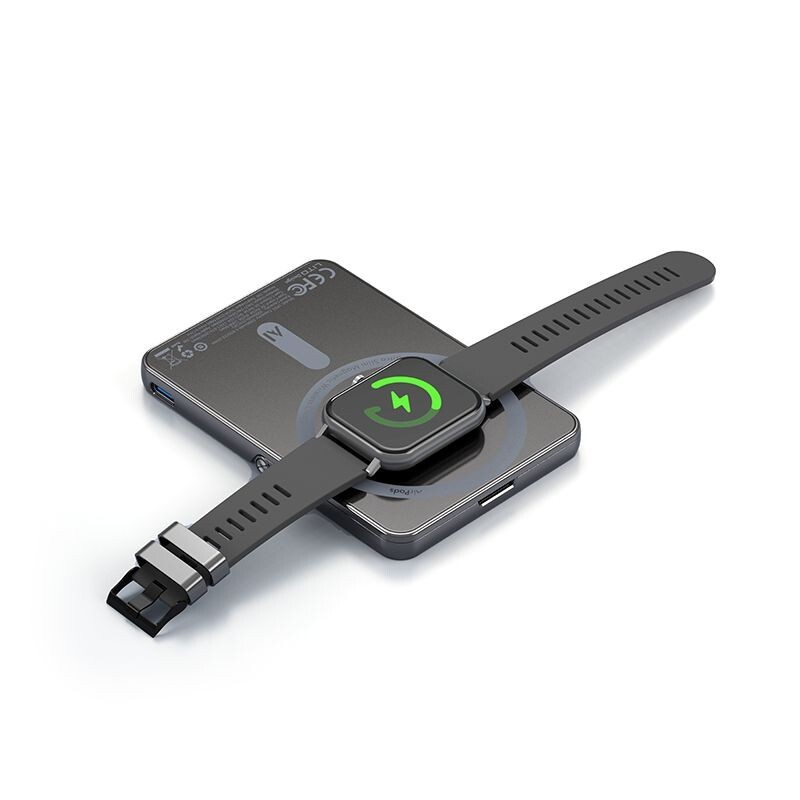 Sleek  5000mAh Magsafe Magnetic Portable Thin Power Bank Battery 5in 1-Black