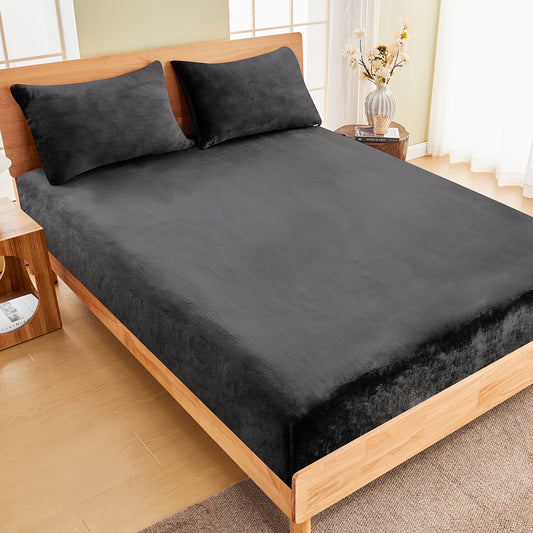 Winter Warm Fitted Sheet and Pillowcases Set - Ultra Soft, Comfy, Luxurious Bed Sheet