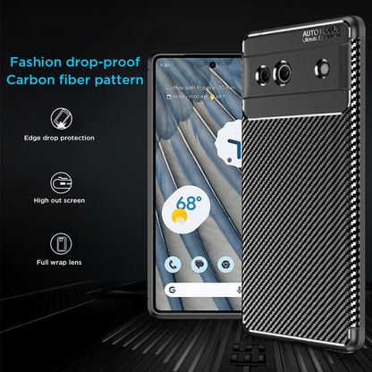 For Google Pixel 8a Case Heavy Duty Shockproof Carbon Fiber Cover