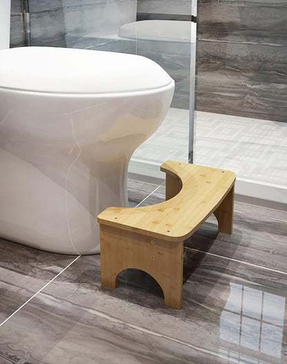 Bamboo Toilet Stool -  Non-Slip Squat Stool for Adults and Kids,Portable Bathroom Foot Support