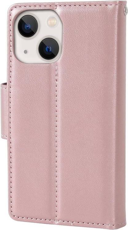 For iPhone 16 Pro Max Magnetic Detachable Rose Gold Wallet Case