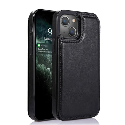 For iPhone 14 Plus Back Wallet Case with Card holder Black