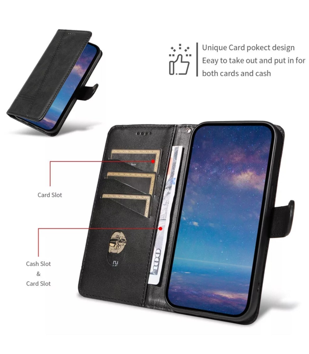 For Samsung Galaxy A06 Wallet Case with Card holder Black Colour Flip Cover