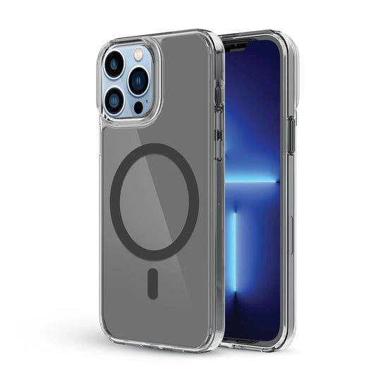 For iPhone 14 Pro Clear Shockproof Magnet Cover-Black