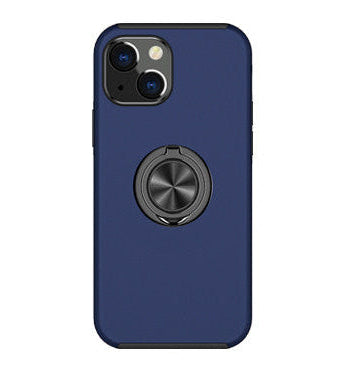 For iPhone 13 Slim Case with Metal Ring Stand-Navy Blue Colour