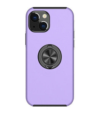 For iPhone 15 Plus Slim Case with Metal Ring Stand-Purple Colour