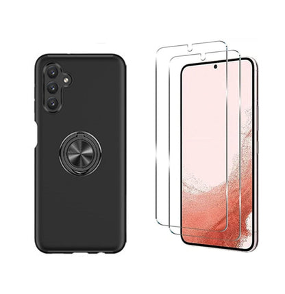 For Samsung Galaxy S21 Shockproof Kickstand Black Case   + 2 x Screen Protectors