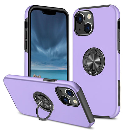 For iPhone 15 Plus Slim Case with Metal Ring Stand-Purple Colour