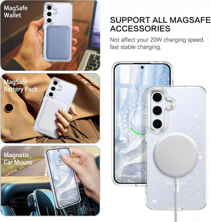 For Samsung Galaxy S24 Plus Glitter Shockproof MagSafe Magnetic Case Cover