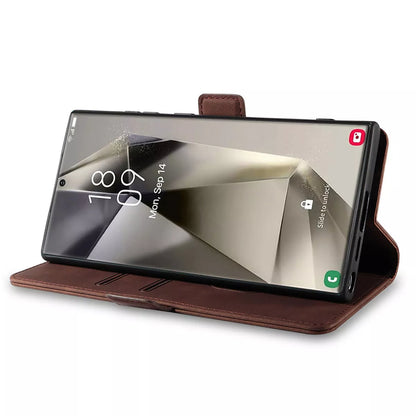 For Samsung Galaxy S24 Wallet Case Brown Colour Folio Flip Cover