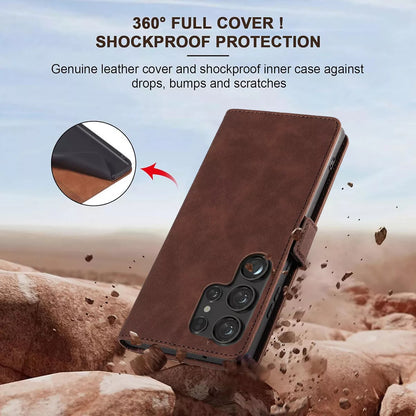 For Samsung Galaxy S24 Wallet Case Brown Colour Folio Flip Cover