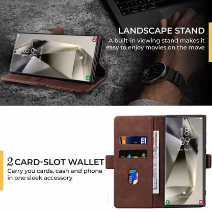 For Samsung Galaxy S24 Wallet Case Brown Colour Folio Flip Cover
