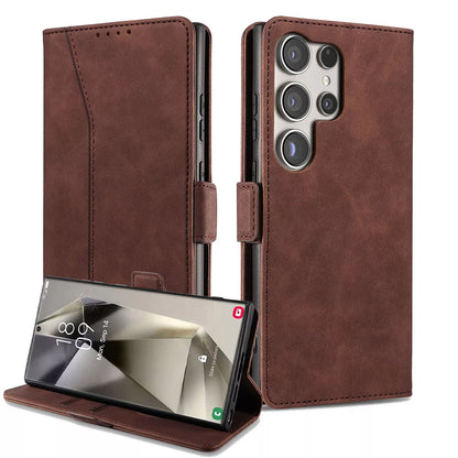For Samsung Galaxy S24 Wallet Case Brown Colour Folio Flip Cover