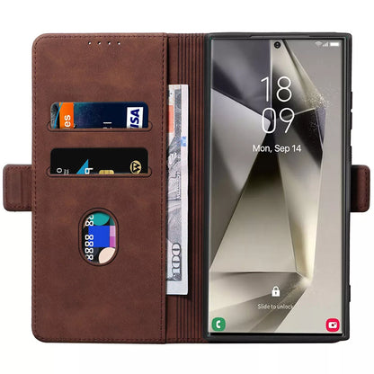 For Samsung Galaxy S24 Wallet Case Brown Colour Folio Flip Cover