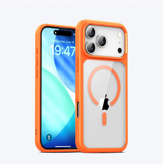 For iPhone 17 Pro Max Case , Magsafe Protective Cover,Orange Colour edge