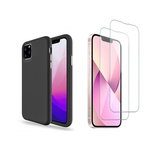 For iPhone 15+ 15 Plus Shockproof Tradie Black Case + 2 Screen Protector