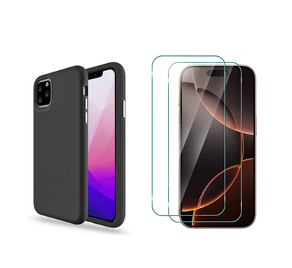 For iPhone 16 Pro Max Shockproof Tradie Black Case + 2 Screen Protector