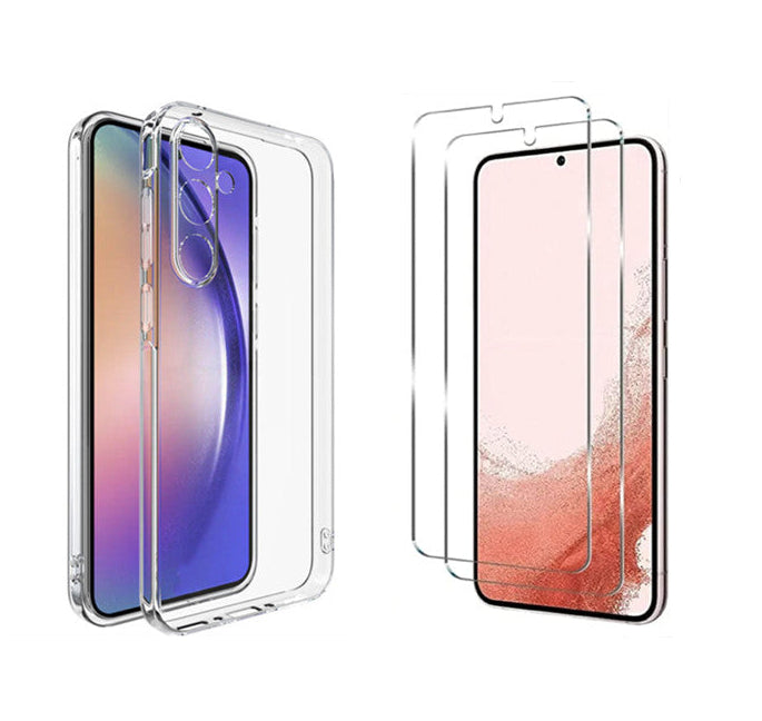For Samsung Galaxy A25 Clear Phone Case + 2 x Screen Protectors