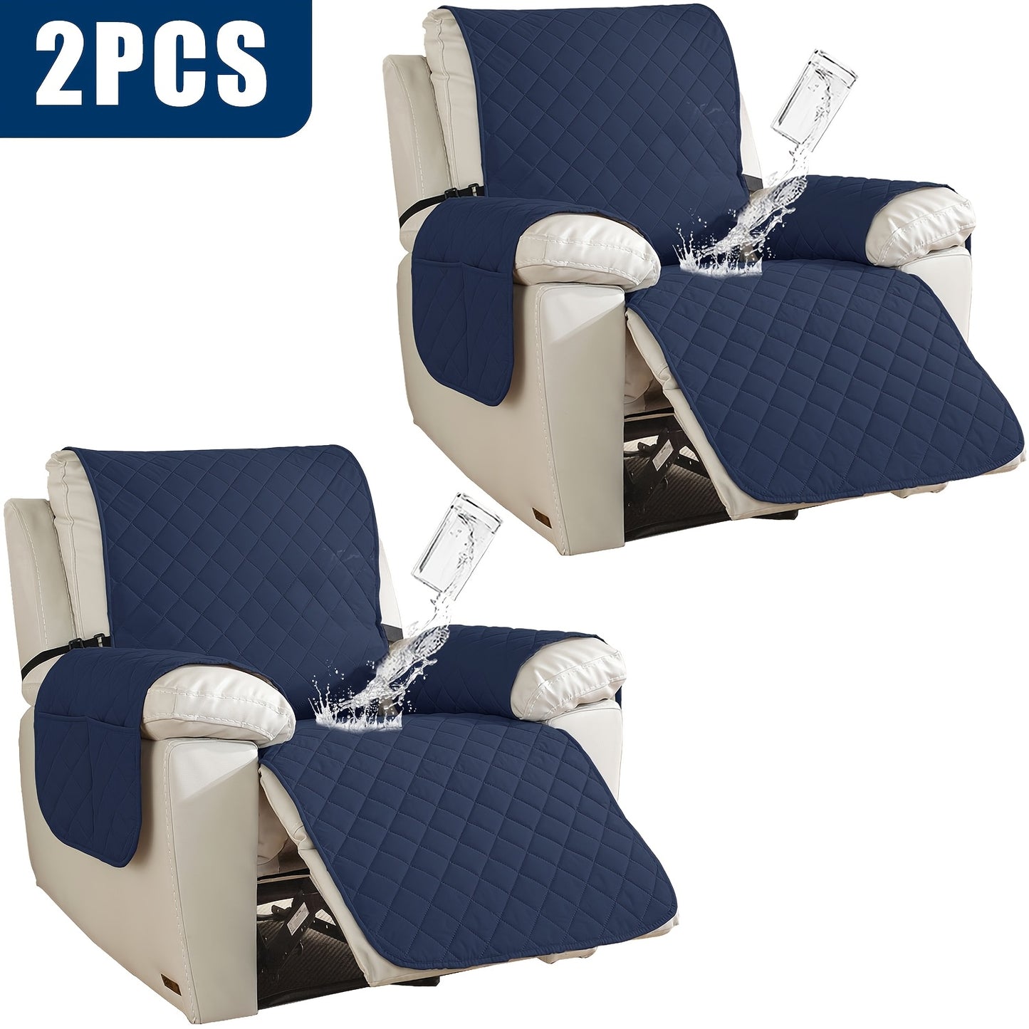 2pcs Waterproof Recliner Chair Non-Slip Cover