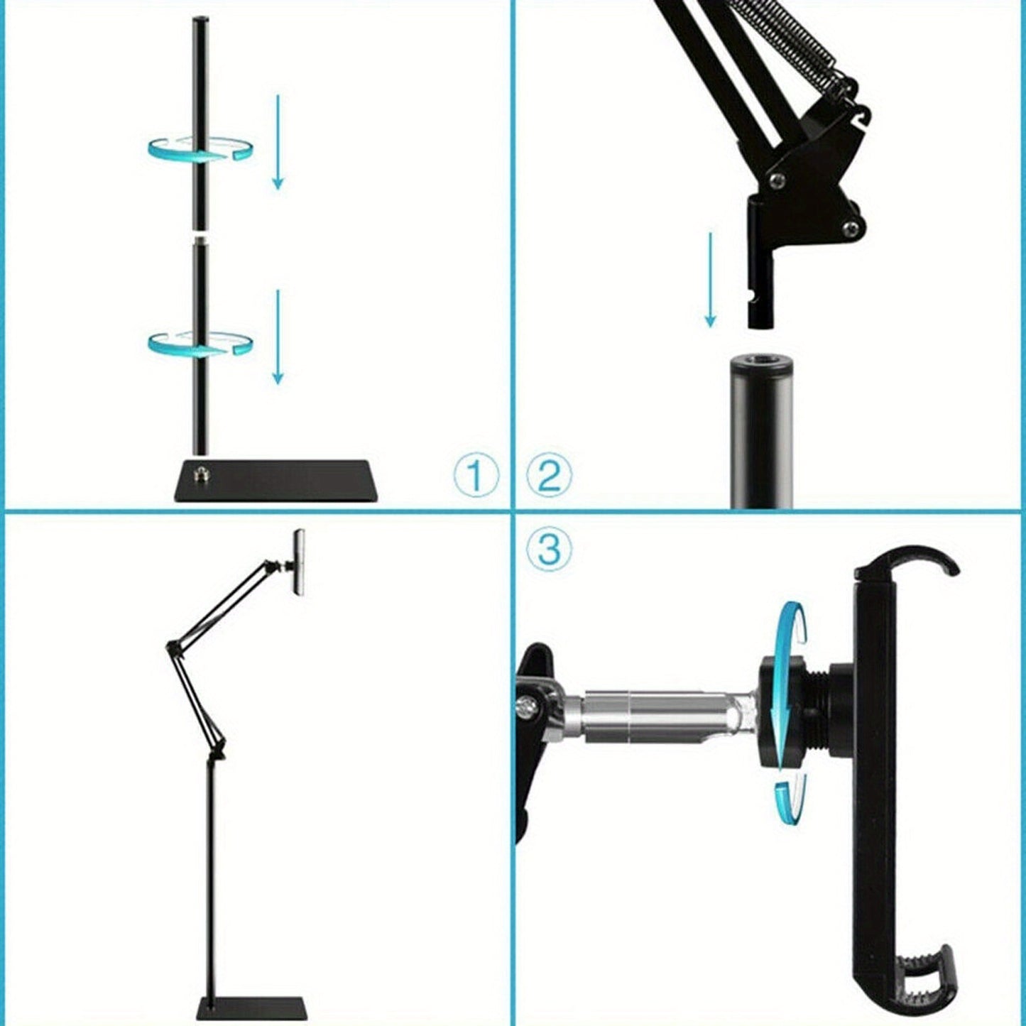 Adjustable Floor Stand Holder for tablets and phones up to 12.9 inch Hands Free