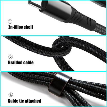 3 PCs Braided Type C to lightning  27W PD Fast Charging data Cable-2m