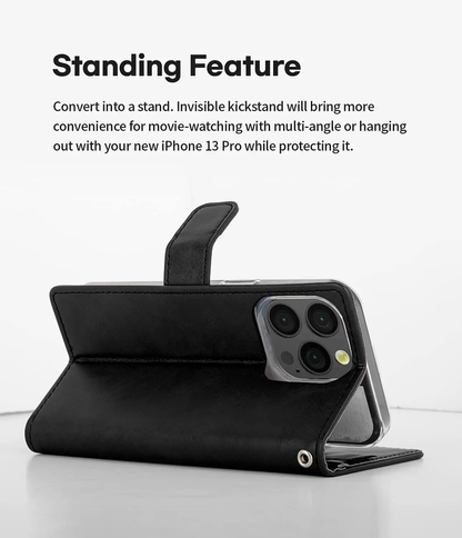 Flip Wallet Case for iPhone 15 -Black