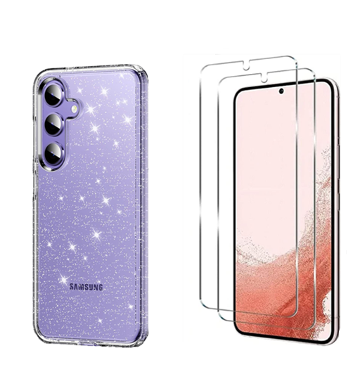 For Samsung Galaxy S25 Plus Glitter Hybrid Hard Case +2 x Screen Protectors