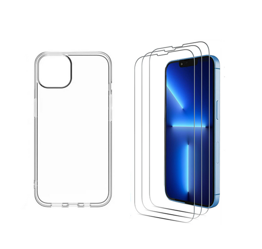 For iPhone 14 Plus clear Shockproof  Hard case +3 x Screen Protectors
