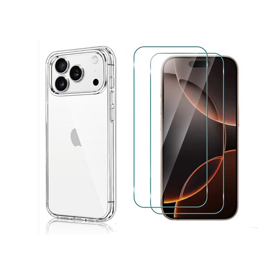 For iPhone 17 Pro Max Clear Slim Case + 2 x Screen Protectors