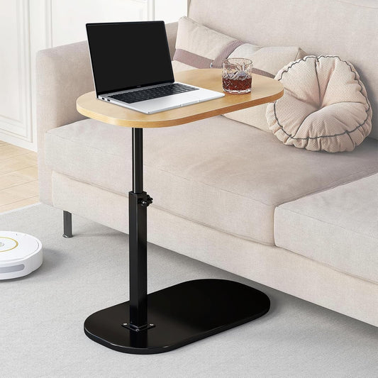 Small  Height Adjustable C Shaped End Table for Sofa and Bed