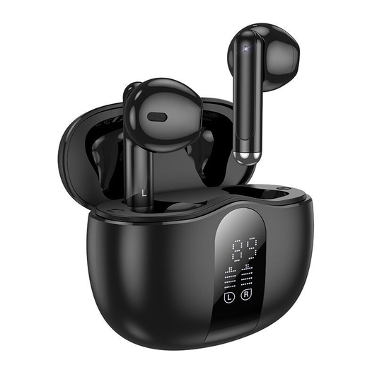 Bluetooth Wireless Earphones Stereo Headphones Earbuds with LED Display-Black