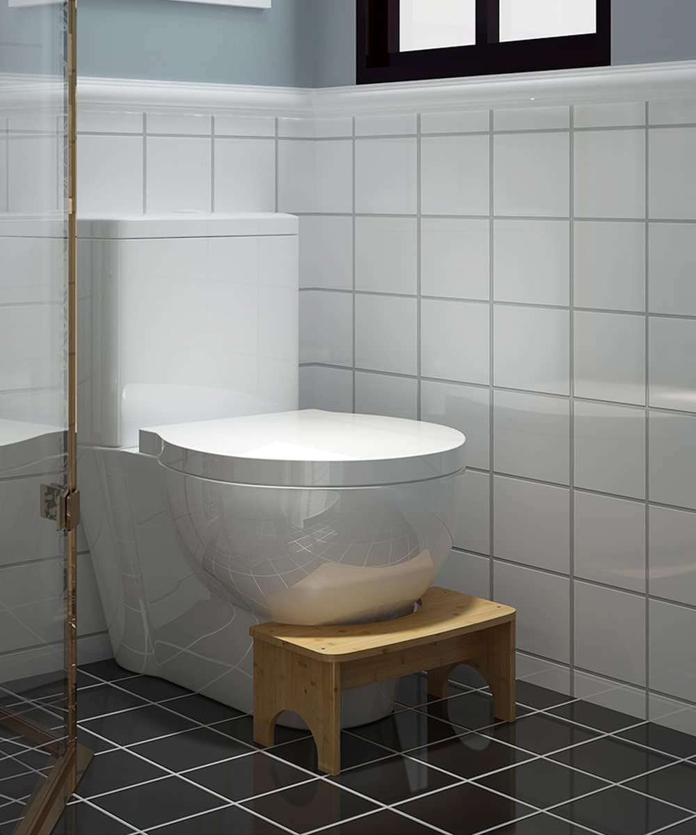 Bamboo Toilet Stool -  Non-Slip Squat Stool for Adults and Kids,Portable Bathroom Foot Support
