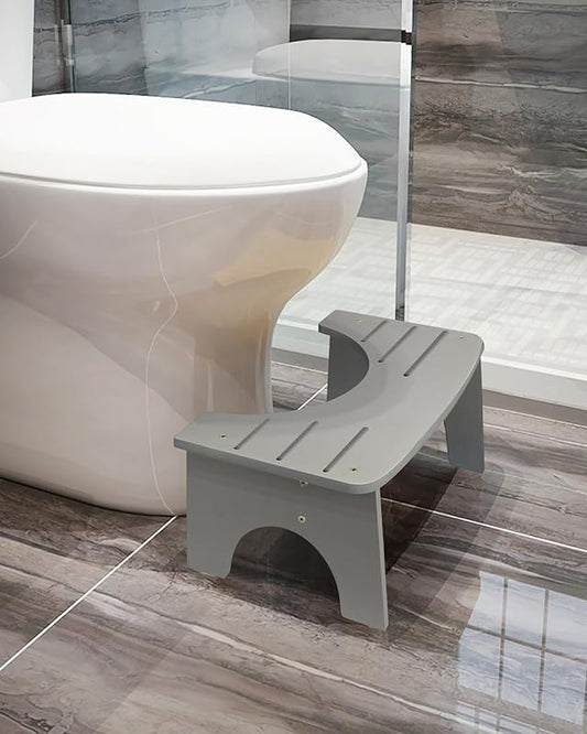 Bamboo Toilet Stool -  Non-Slip Squat Stool for Adults and Kids,Portable Bathroom Foot Support