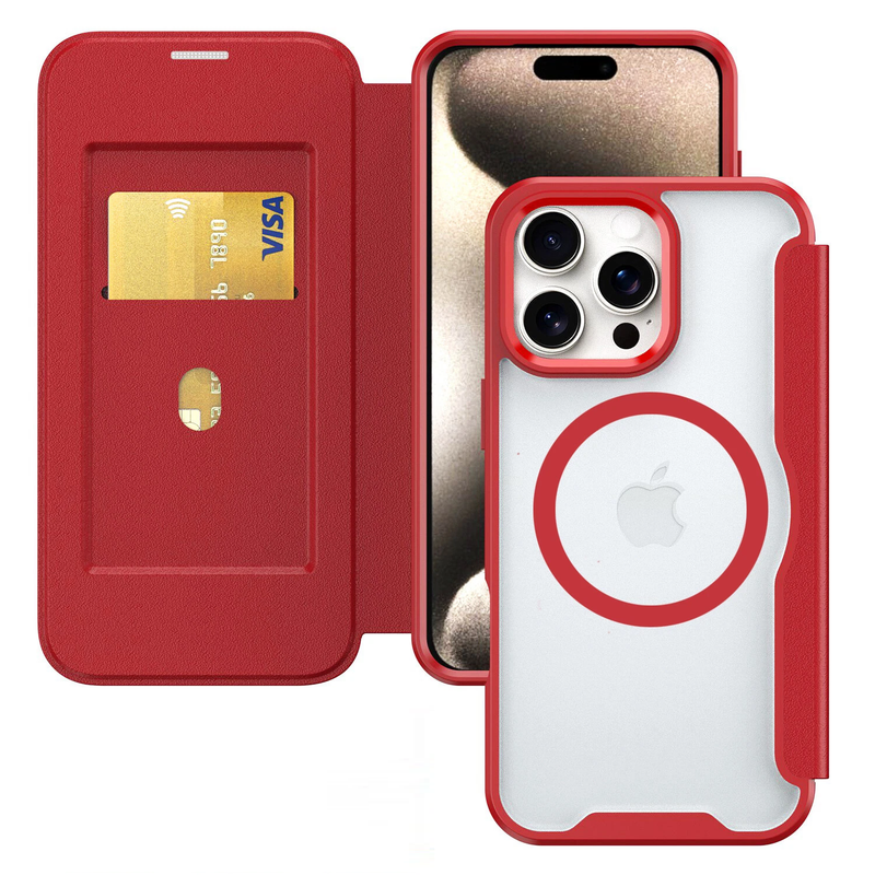For iPhone 15 Pro Max Magnetic Wallet Flip Case