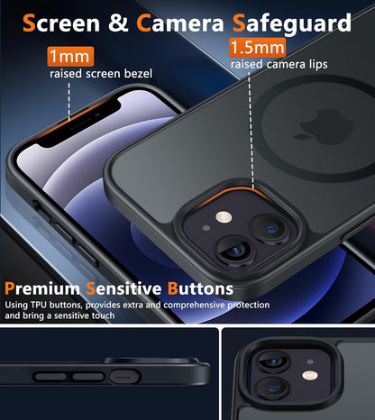 For iPhone 12 Magnetic Matte Textured  Drop Protection Slim Durable Shockproof  case