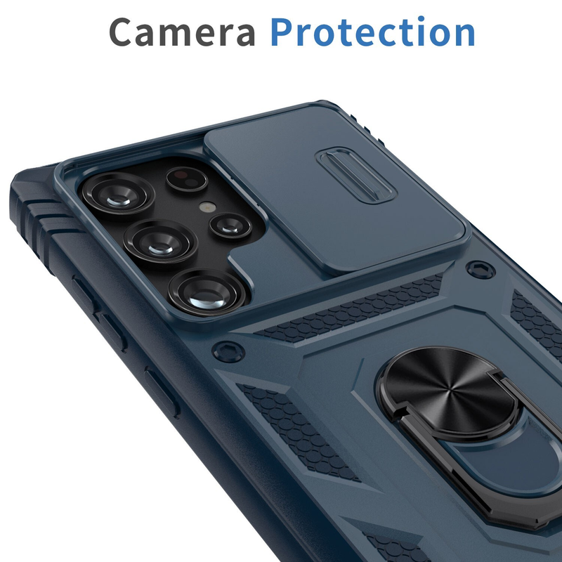 For Samsung Galaxy S22 Ultra  Shockproof Case with kickstand-Blue
