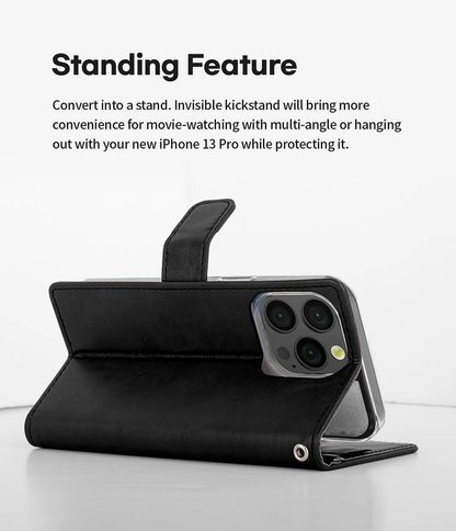 Flip Wallet Case for iPhone 15 -Black