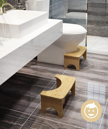 Bamboo Toilet Stool -  Non-Slip Squat Stool for Adults and Kids,Portable Bathroom Foot Support