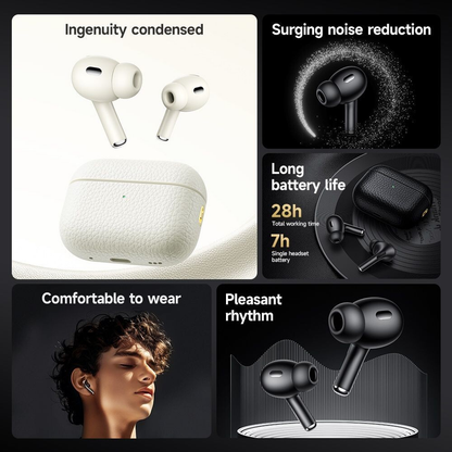 Bluetooth Wireless ANC Active Noise Cancelling Headphones-Milky White