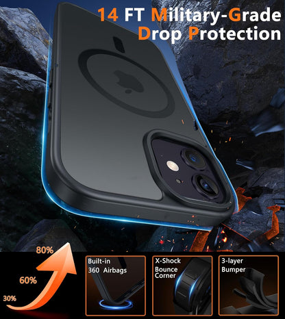 For iPhone 12 Magnetic Matte Textured  Drop Protection Slim Durable Shockproof  case