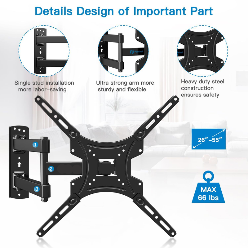 Full Motion TV Wall Mount Bracket Swivel Tilt 17 - 55 Inch
