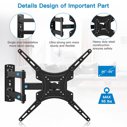 Full Motion TV Wall Mount Bracket Swivel Tilt 17 - 55 Inch
