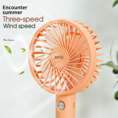 Mini Portable Hand-held Desk Fan Cooling Cooler USB Air Rechargeable 3 Speed