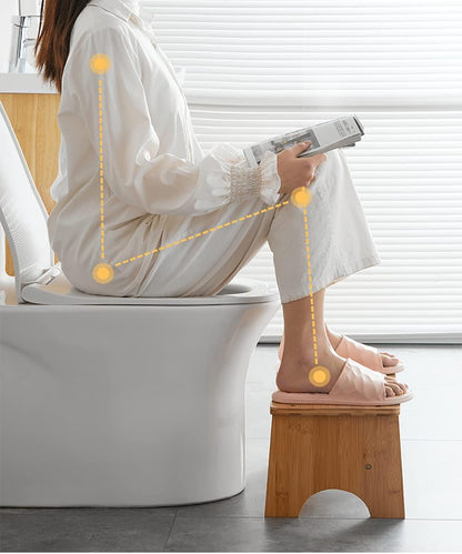 Bamboo Toilet Stool -  Non-Slip Squat Stool for Adults and Kids,Portable Bathroom Foot Support